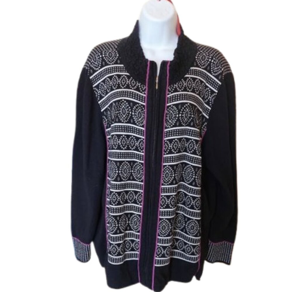 Black, White and Purple Cardigan Size 2X